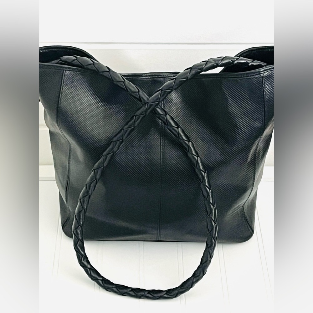 Bottega Veneta Black Leather shoulder bag Purse Large handbag w Strap - Picture 11 of 15